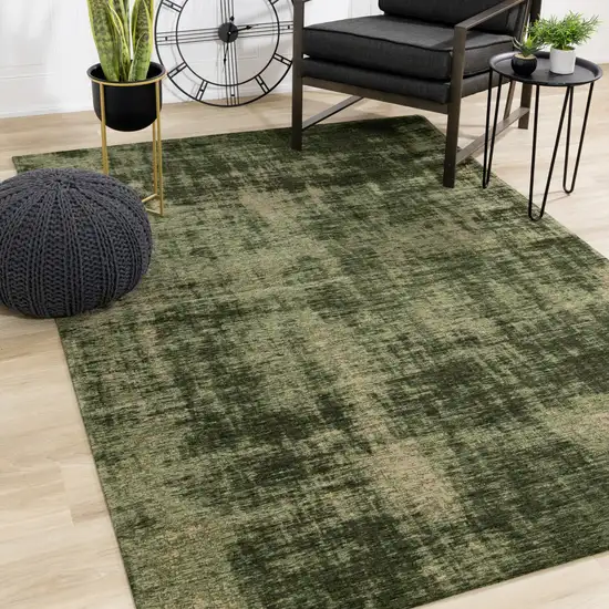 Green And Taupe Abstract Area Rug Photo 6