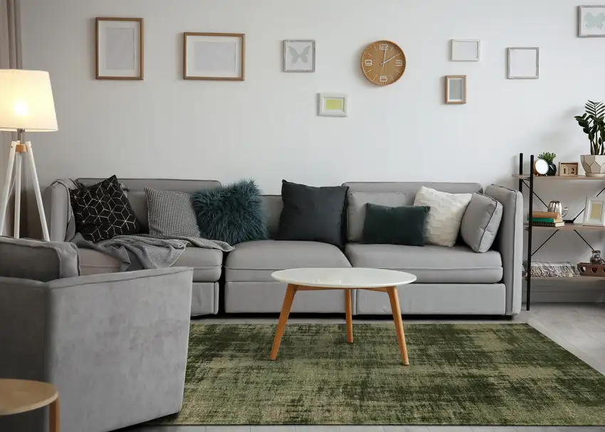 Green And Taupe Abstract Area Rug Photo 6