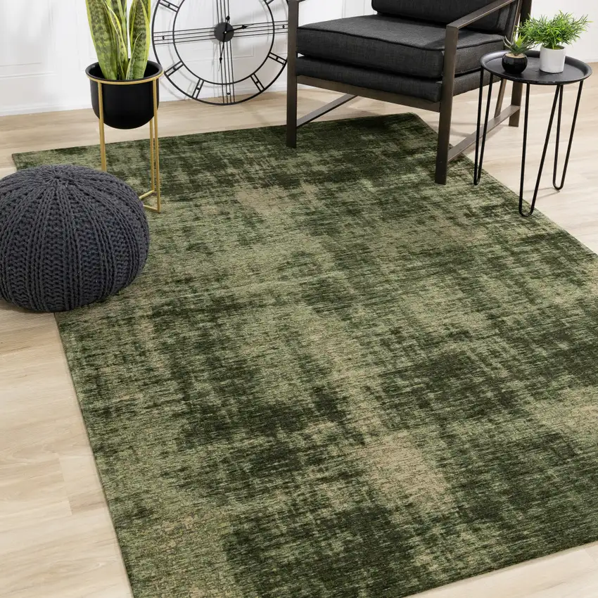 Green And Taupe Abstract Area Rug Photo 5