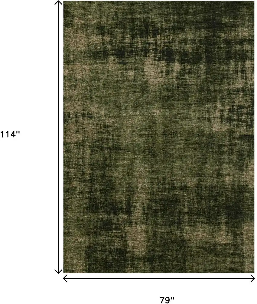 Green And Taupe Abstract Area Rug Photo 3