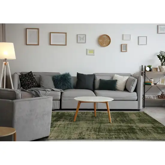 Green And Taupe Abstract Area Rug Photo 6