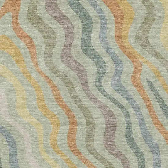 Green And Taupe Abstract Washable Indoor Outdoor Area Rug Photo 3