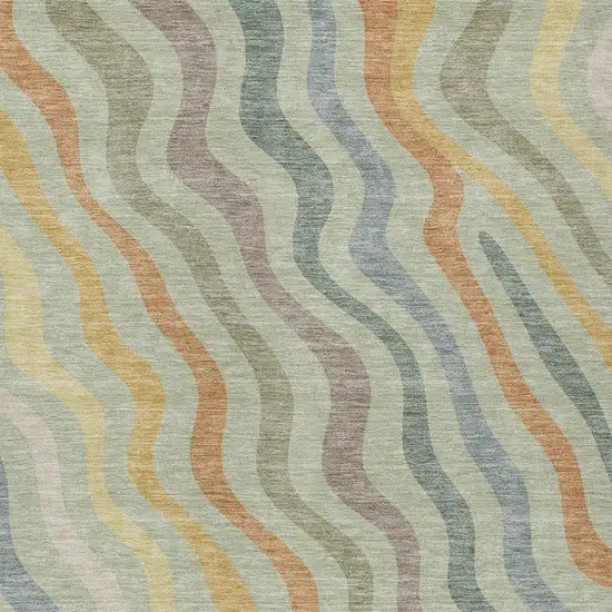Green And Taupe Abstract Washable Indoor Outdoor Area Rug Photo 3