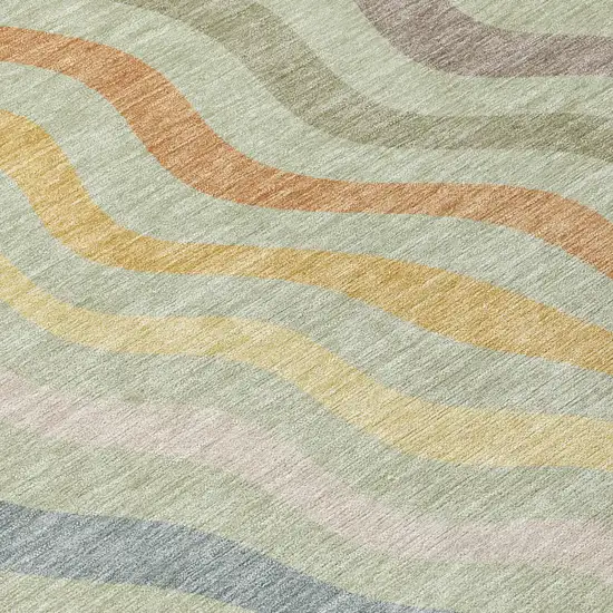 Green And Taupe Abstract Washable Indoor Outdoor Area Rug Photo 6