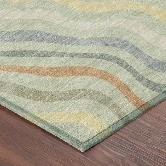 Green And Taupe Abstract Washable Indoor Outdoor Area Rug Photo 5
