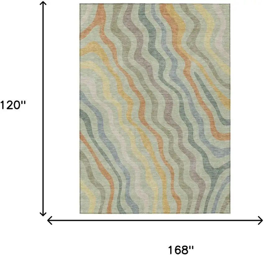 Green And Taupe Abstract Washable Indoor Outdoor Area Rug Photo 7