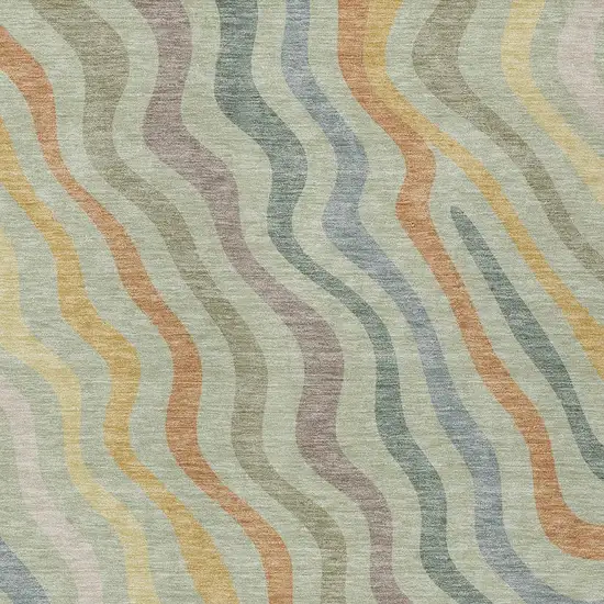 Green And Taupe Abstract Washable Indoor Outdoor Area Rug Photo 3