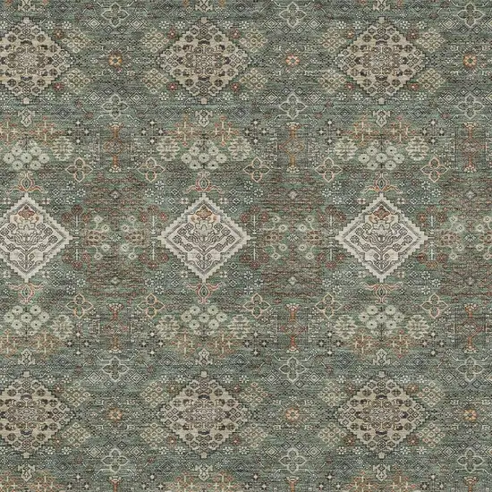Green And Taupe Geometric Washable Indoor Outdoor Area Rug Photo 2