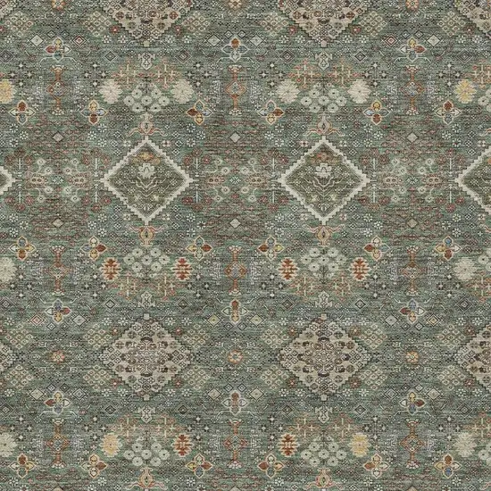Green And Taupe Geometric Washable Indoor Outdoor Area Rug Photo 2