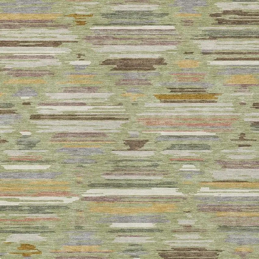 Green And Taupe Southwestern Washable Indoor Outdoor Area Rug Photo 2