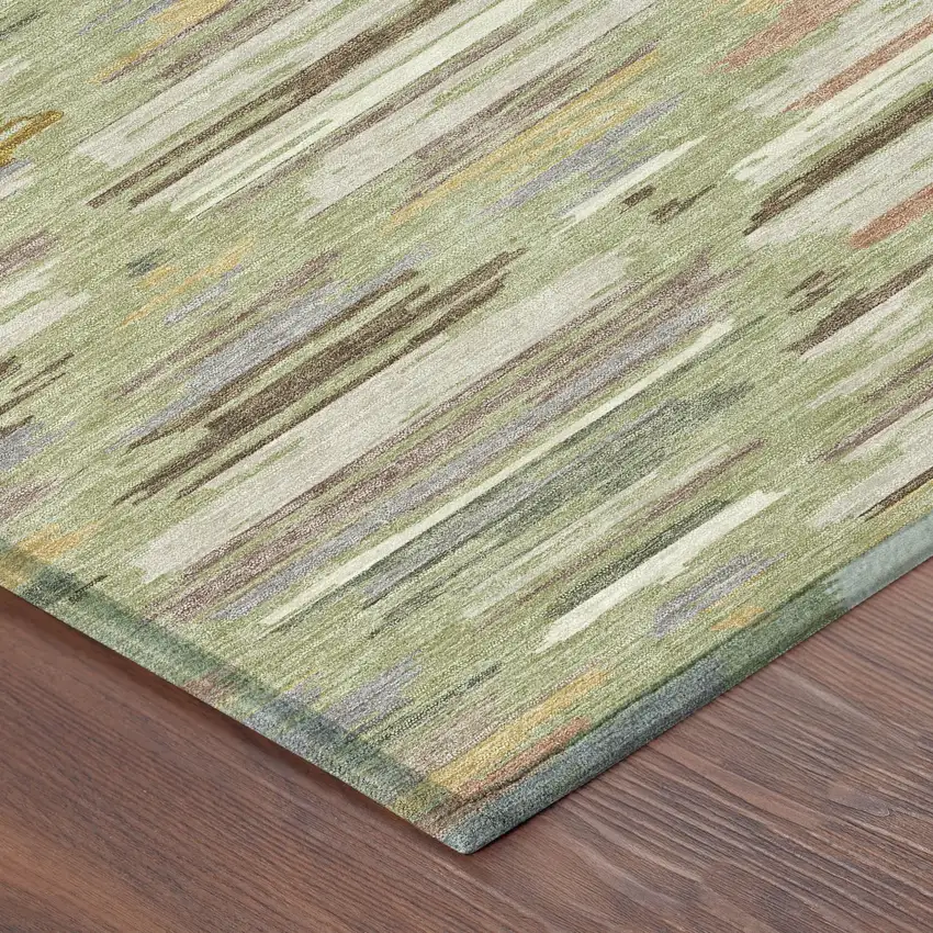 Green And Taupe Southwestern Washable Indoor Outdoor Area Rug Photo 8