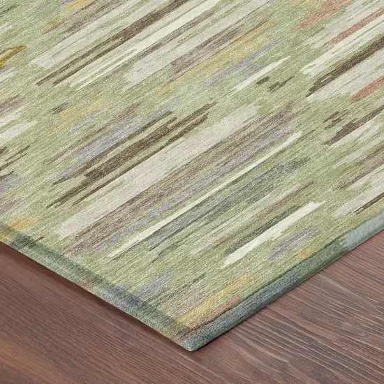 Green And Taupe Southwestern Washable Indoor Outdoor Area Rug Photo 8