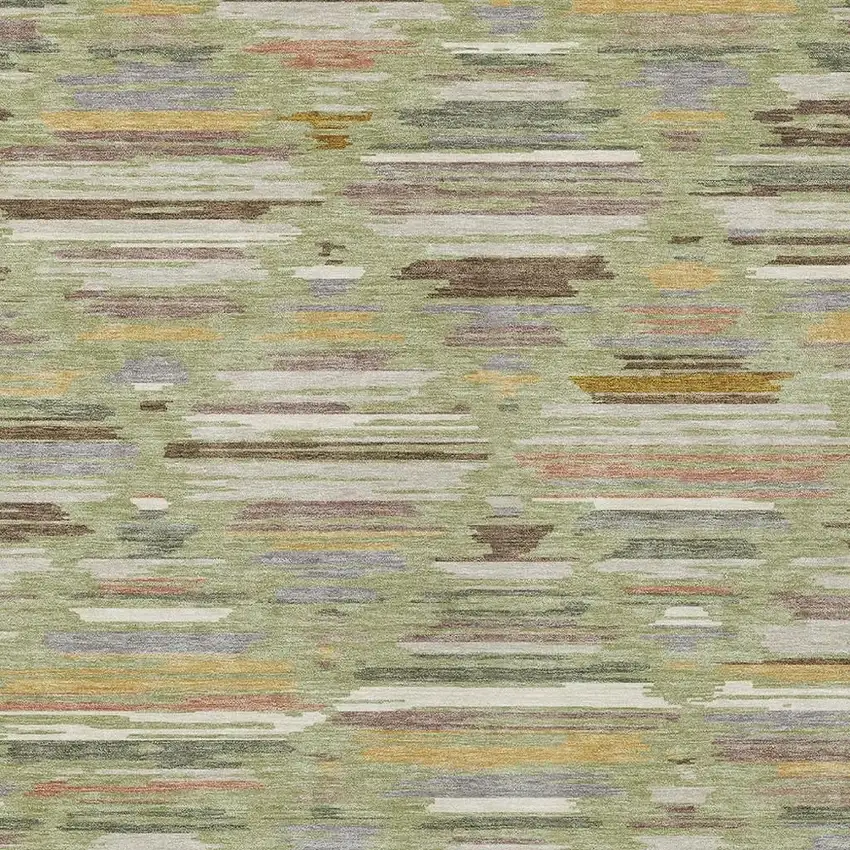 Green And Taupe Southwestern Washable Indoor Outdoor Area Rug Photo 2