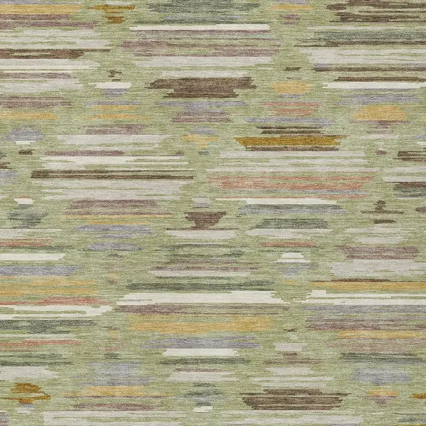 Green And Taupe Southwestern Washable Indoor Outdoor Area Rug Photo 2
