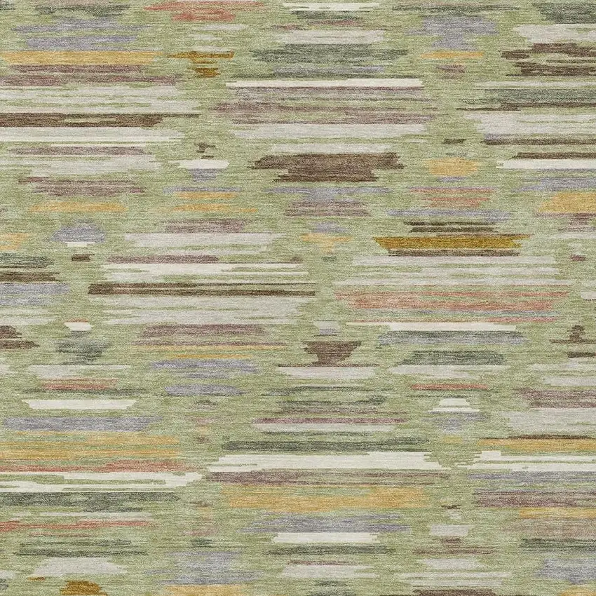 Green And Taupe Southwestern Washable Indoor Outdoor Area Rug Photo 2