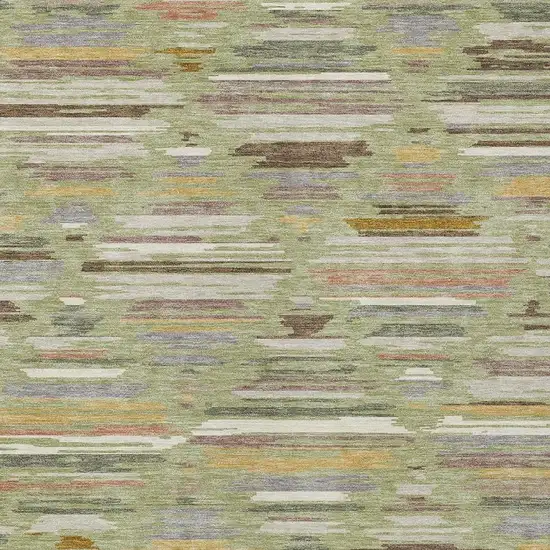 Green And Taupe Southwestern Washable Indoor Outdoor Area Rug Photo 2
