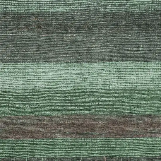 Green And Taupe Striped Washable Area Rug With UV Protection Photo 2