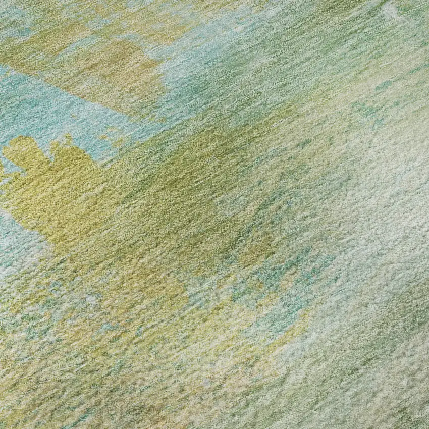 Green And Teal Abstract Washable Area Rug With UV Protection Photo 1