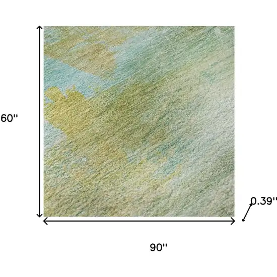 Green And Teal Abstract Washable Area Rug With UV Protection Photo 8