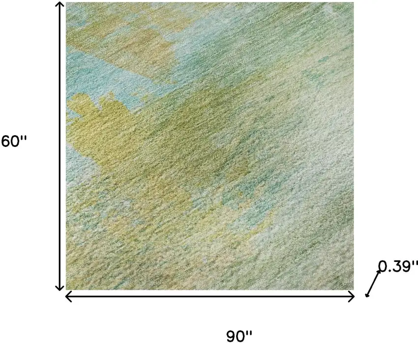 Green And Teal Abstract Washable Area Rug With UV Protection Photo 8