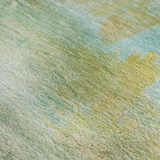 Green And Teal Abstract Washable Area Rug With UV Protection Photo 3