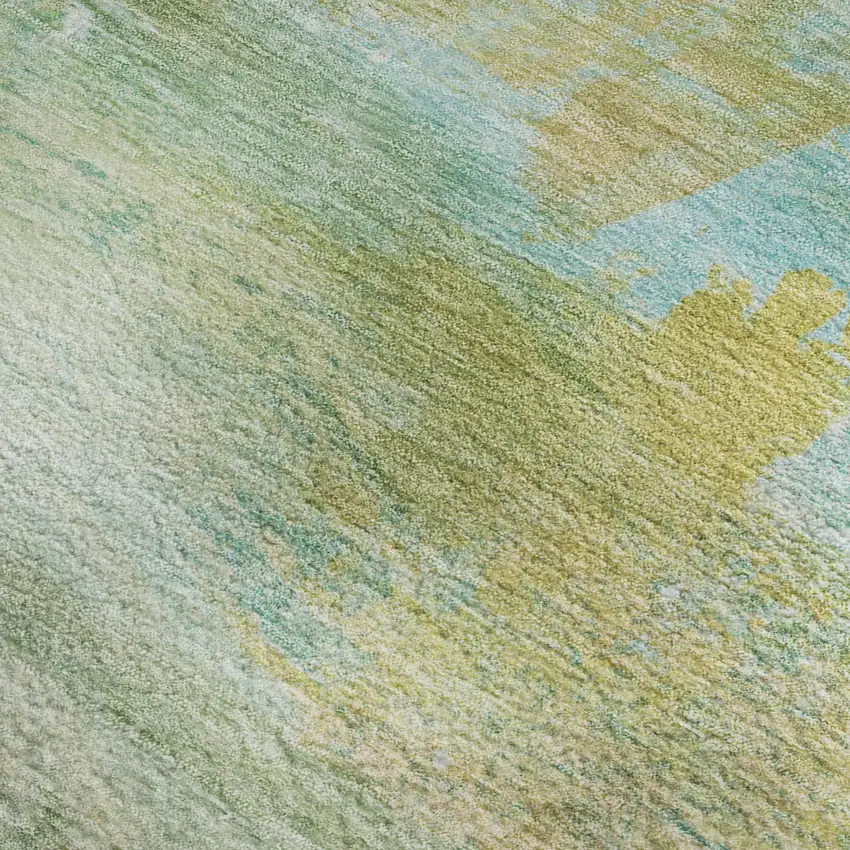 Green And Teal Abstract Washable Area Rug With UV Protection Photo 3