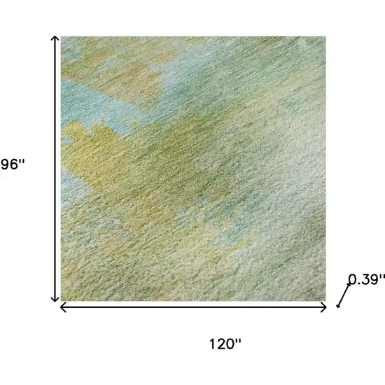 Green And Teal Abstract Washable Area Rug With UV Protection Photo 7