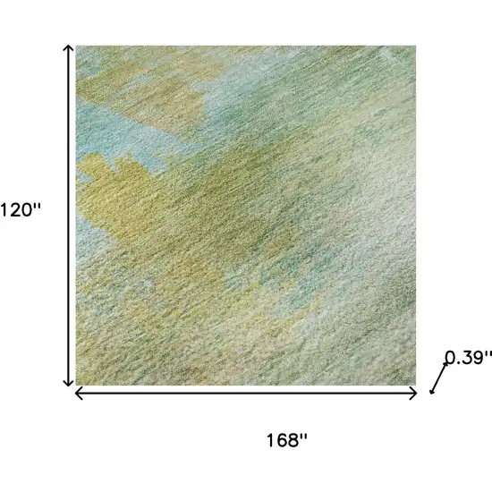 Green And Teal Abstract Washable Area Rug With UV Protection Photo 8