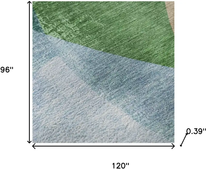 Green And Teal Abstract Washable Area Rug With UV Protection Photo 9