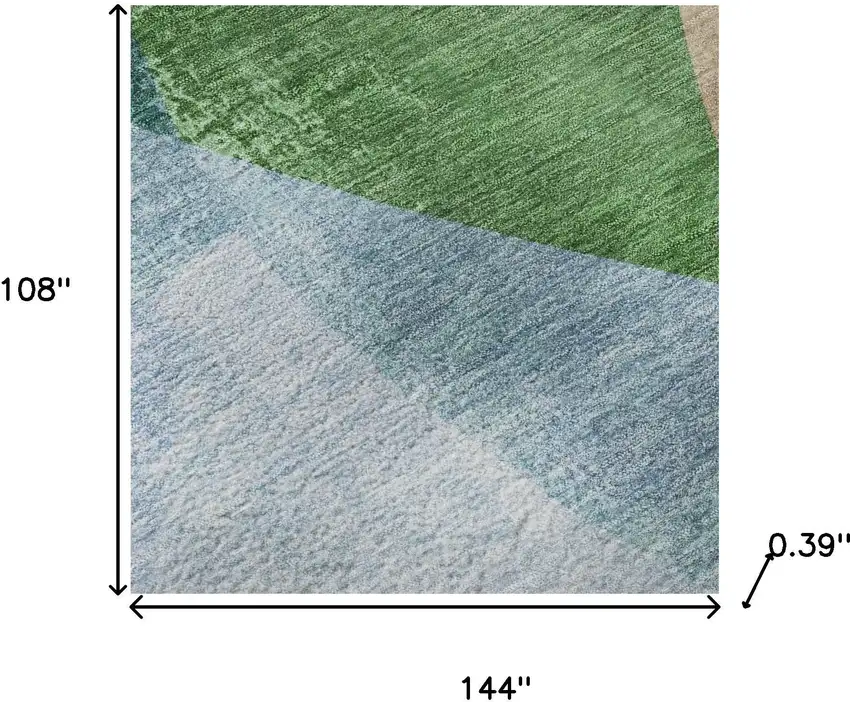 Green And Teal Abstract Washable Area Rug With UV Protection Photo 9