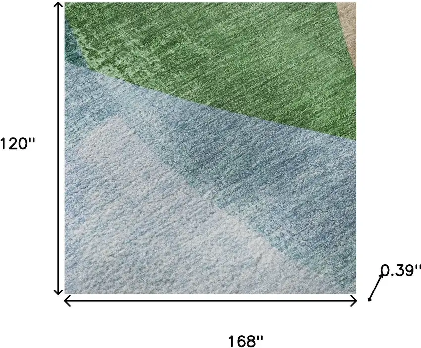 Green And Teal Abstract Washable Area Rug With UV Protection Photo 9