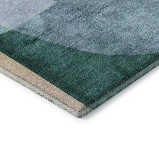 Green And Teal Abstract Washable Area Rug With UV Protection Photo 8