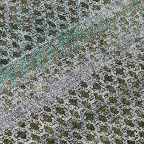 Green And Teal Blue Abstract Washable Indoor Outdoor Area Rug Photo 9