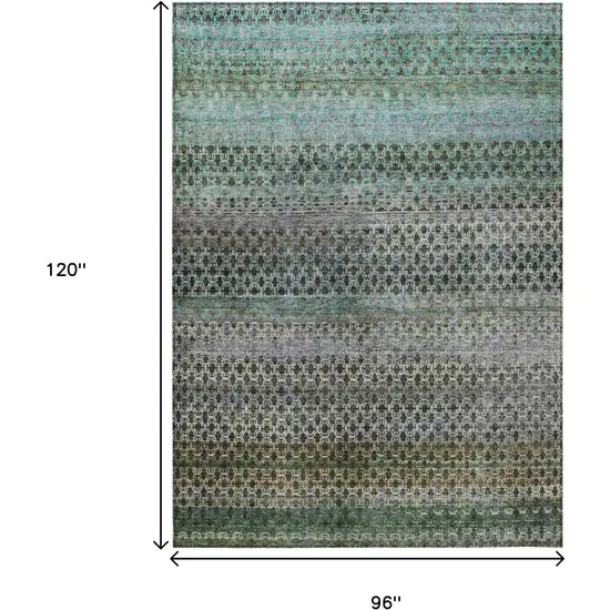 Green And Teal Blue Abstract Washable Indoor Outdoor Area Rug Photo 8