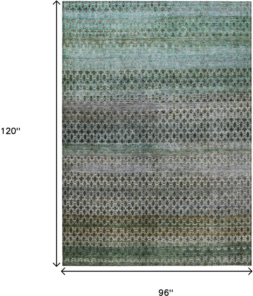 Green And Teal Blue Abstract Washable Indoor Outdoor Area Rug Photo 8
