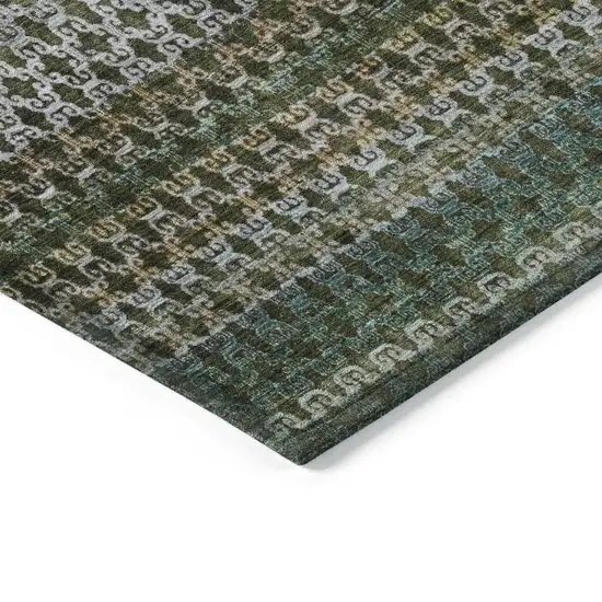 Green And Teal Blue Abstract Washable Indoor Outdoor Area Rug Photo 5