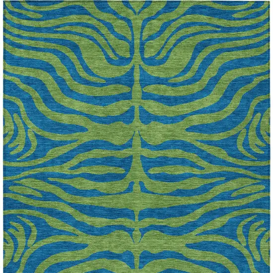 Green And Teal Blue Animal Print Washable Indoor Outdoor Area Rug Photo 6