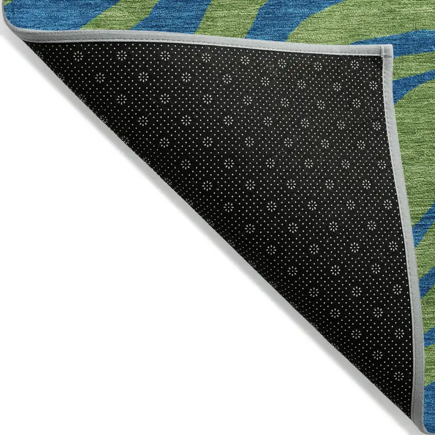 Green And Teal Blue Animal Print Washable Indoor Outdoor Area Rug Photo 3