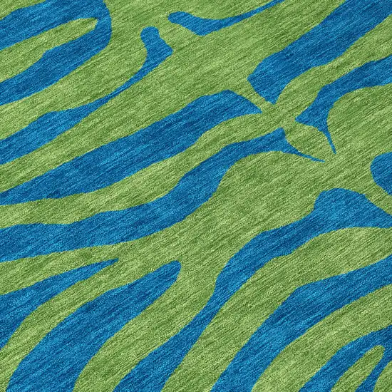 Green And Teal Blue Animal Print Washable Indoor Outdoor Area Rug Photo 8