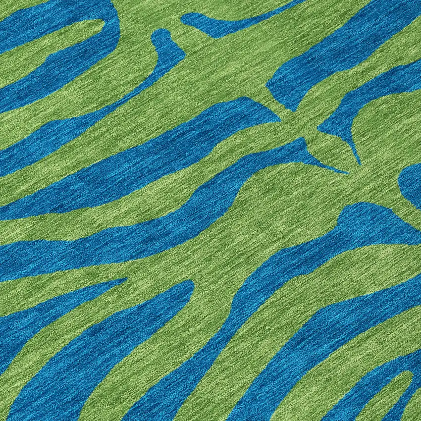Green And Teal Blue Animal Print Washable Indoor Outdoor Area Rug Photo 8