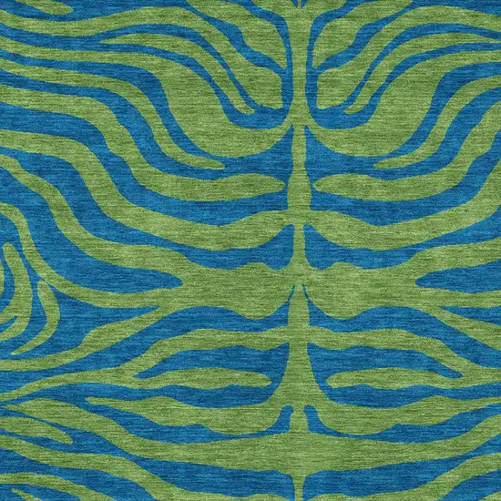 Green And Teal Blue Animal Print Washable Indoor Outdoor Area Rug Photo 5