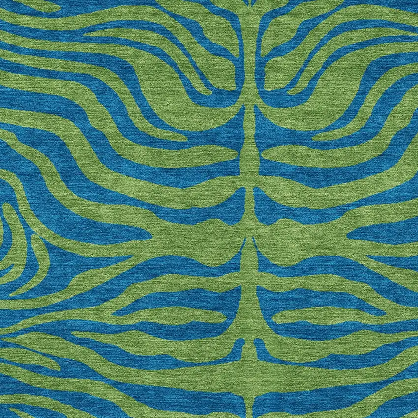 Green And Teal Blue Animal Print Washable Indoor Outdoor Area Rug Photo 5