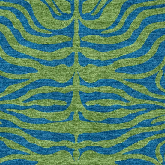 Green And Teal Blue Animal Print Washable Indoor Outdoor Area Rug Photo 5