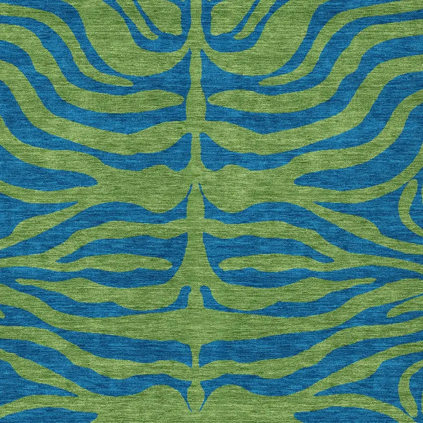 Green And Teal Blue Animal Print Washable Indoor Outdoor Area Rug Photo 5