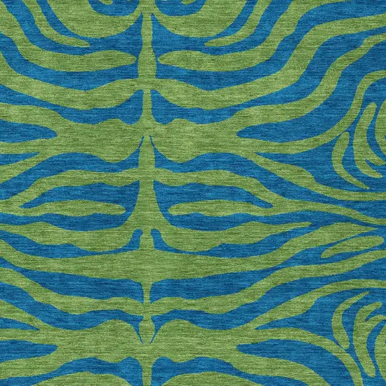 Green And Teal Blue Animal Print Washable Indoor Outdoor Area Rug Photo 5