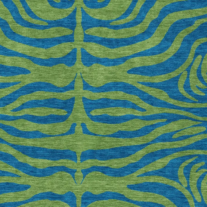 Green And Teal Blue Animal Print Washable Indoor Outdoor Area Rug Photo 5