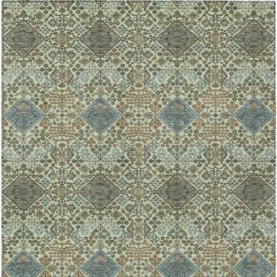 Green And Teal Blue Geometric Washable Indoor Outdoor Area Rug Photo 3