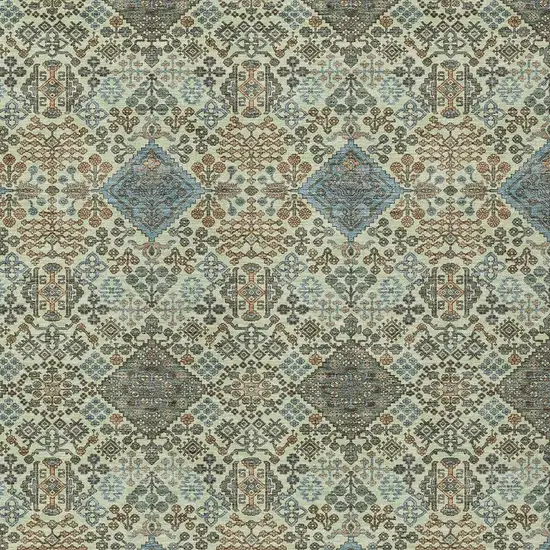 Green And Teal Blue Geometric Washable Indoor Outdoor Area Rug Photo 2