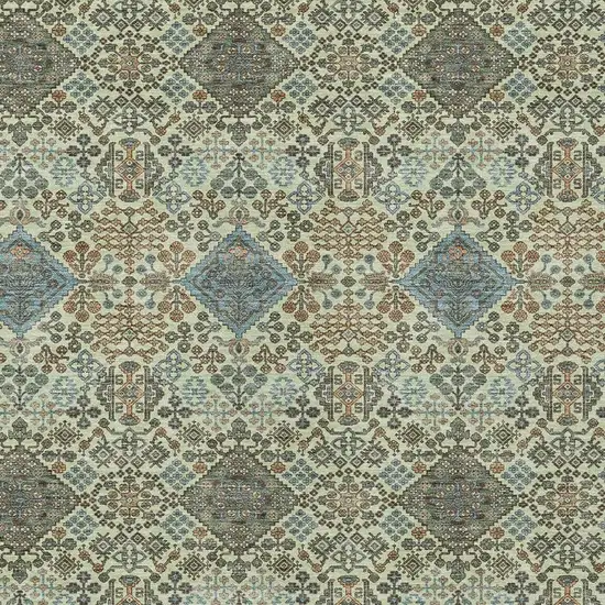 Green And Teal Blue Geometric Washable Indoor Outdoor Area Rug Photo 2