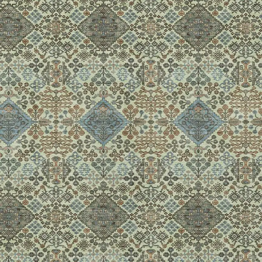 Green And Teal Blue Geometric Washable Indoor Outdoor Area Rug Photo 2
